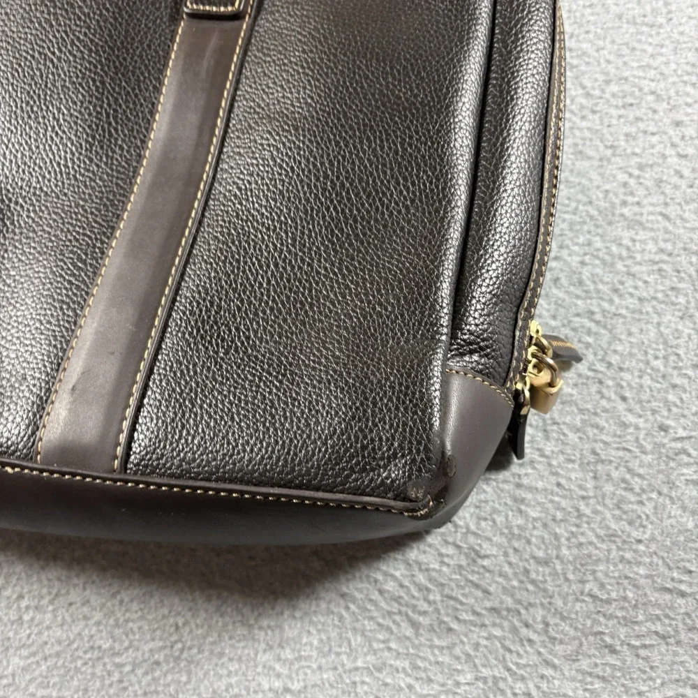VTG Brooks Brothers Brown Pebbled Leather Briefcase Laptop Bag Work Messenger